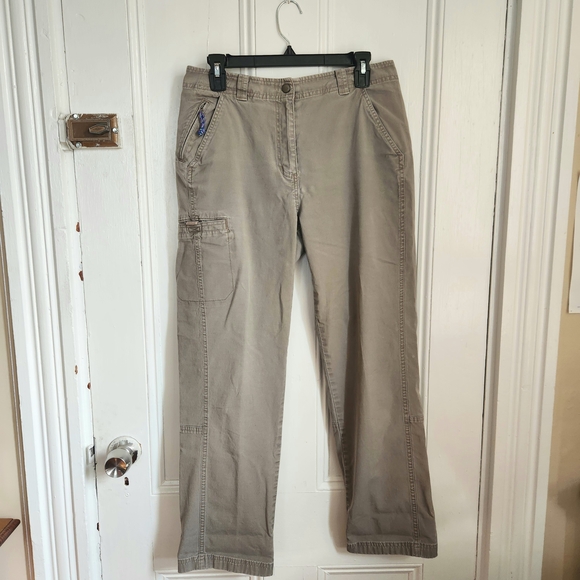 LL Bean Women's Khaki Cargo Utility Stretch Pant with Pockets Cotton Size 12 - Picture 1 of 16